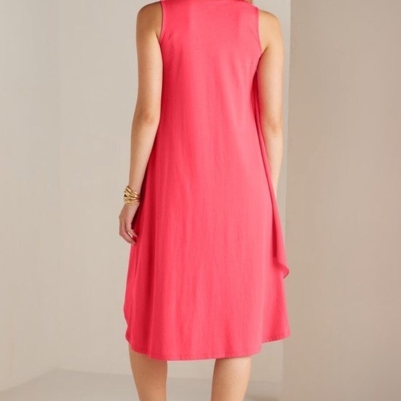 Soft Surroundings Amalfi Lipstick Pink Sleeveless V-neck Pullover Midi Dress - Picture 4 of 16